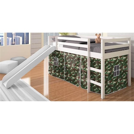 Donco Kids PD-750TW-C Kits Tent Loft with Slide & Slat Mattress - Twin, White PD_750TW_C